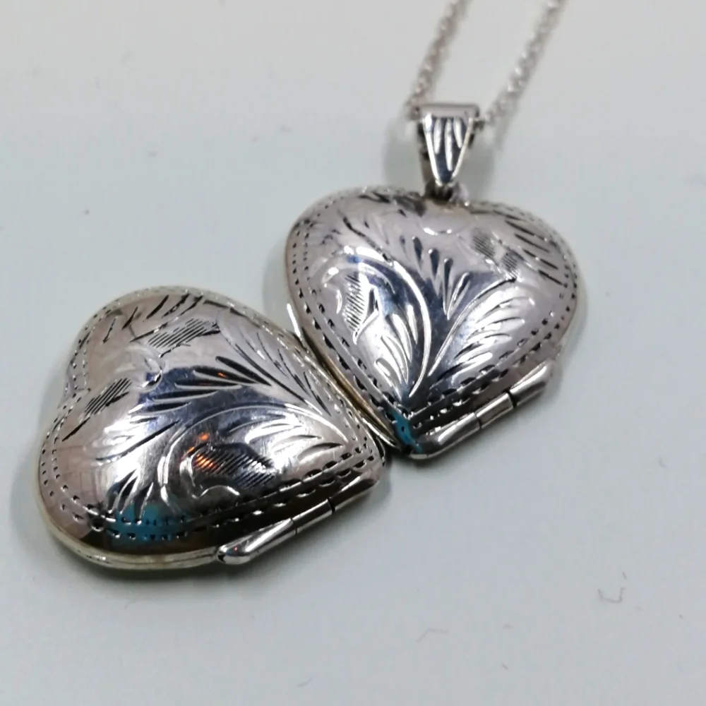4 Part Heart Locket Necklace Vintage Sterling Silver, 18 Inch Chain NIB - Picture 7 of 12